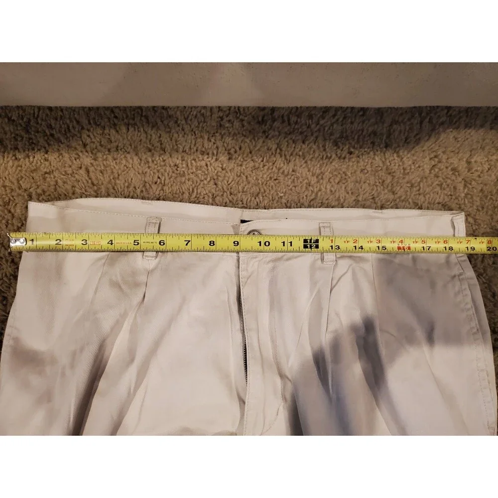 Vintage Chaps Ralph Lauren Pants Mens 36x32 Beige Pleated Cuffed Cotton Chino